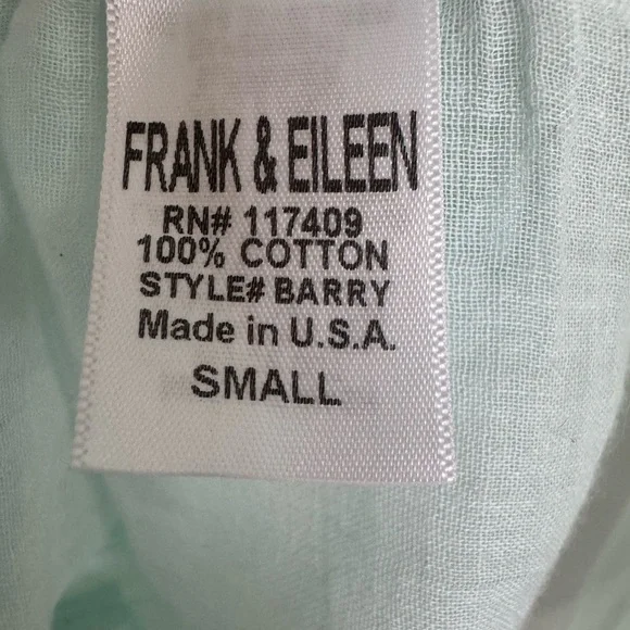 Frank & Eileen Barry Button Down Shirt Mint Green Lightweight 100% Cotton Small - Picture 8 of 13